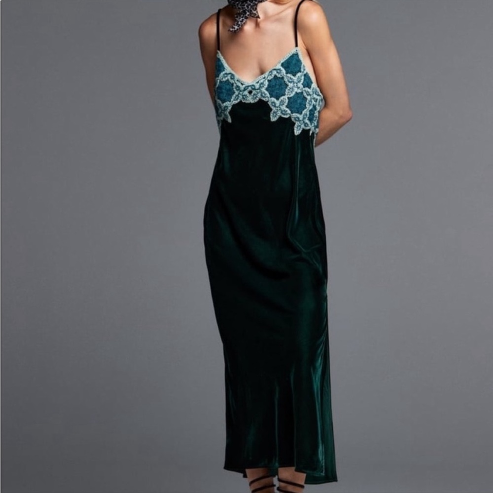 Zara Crochet Velvet Dress